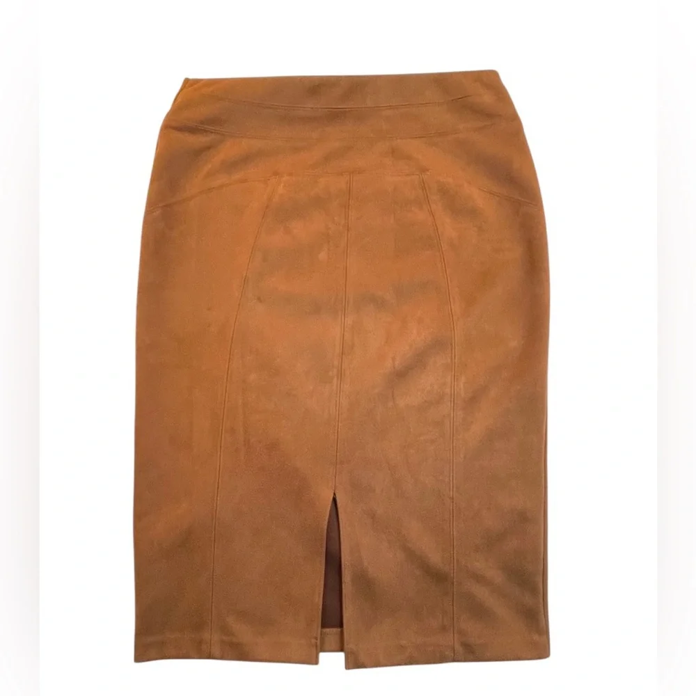 Marc New York Andrew Marc Brown Faux Suede Pencil Skirt Pull-On Women’s Sz Med